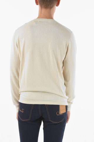 Crew Neck Jacquard Cotton and Silk Sweater