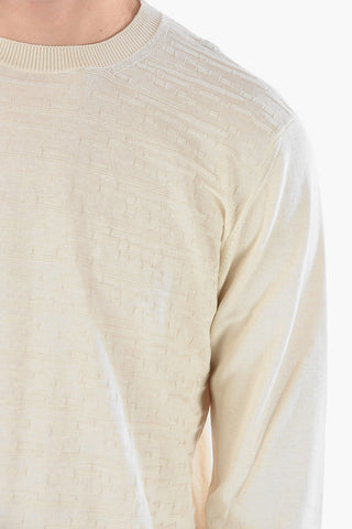 Crew Neck Jacquard Cotton and Silk Sweater