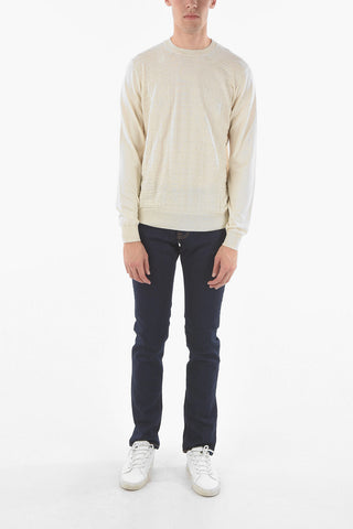 Crew Neck Jacquard Cotton and Silk Sweater