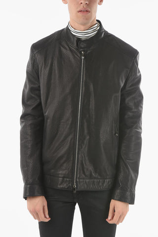 ID Giubbotto in Pelle Martellata con Zip 