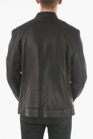 ID Giubbotto in Pelle Martellata con Zip 