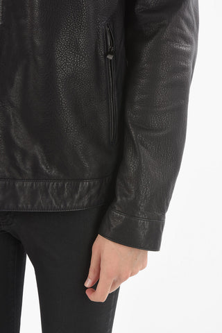 ID Giubbotto in Pelle Martellata con Zip 
