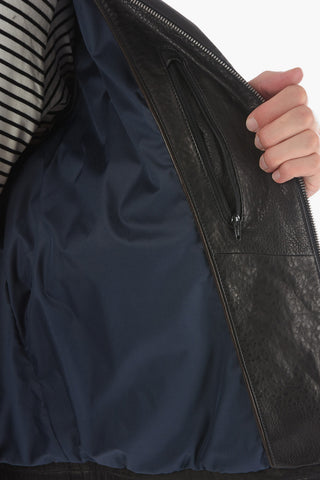 ID Giubbotto in Pelle Martellata con Zip 