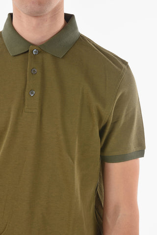 CC COLLECTION Contrasting Collar Piquè Cotton Polo