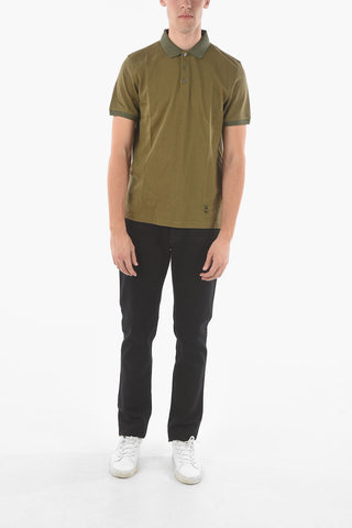 CC COLLECTION Contrasting Collar Piquè Cotton Polo