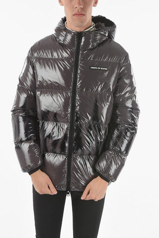 Piumino Full zip in Nylon Lucido con Stampa Graffiti