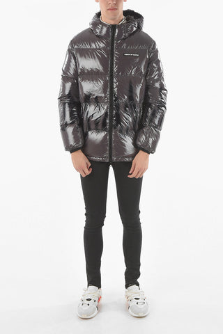 Piumino Full zip in Nylon Lucido con Stampa Graffiti