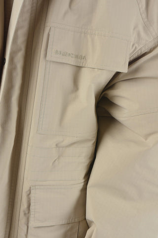Tech Fabric Quilted Parka with Cargo Pockets