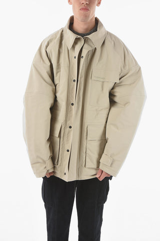 Tech Fabric Quilted Parka with Cargo Pockets