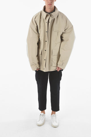 Tech Fabric Quilted Parka with Cargo Pockets