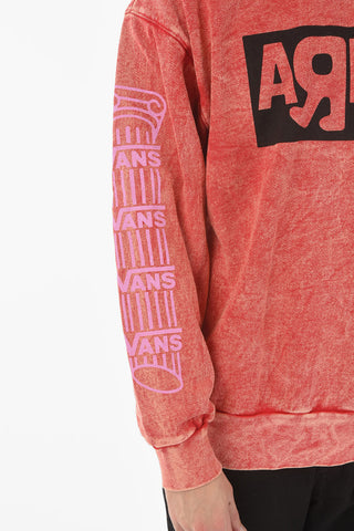 ARIES Brushed Cotton Crewneck Sweatshirt with Logo Print