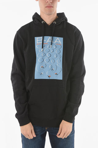 Felpa Hoodie SKI in Cotone Felpato con Stampa