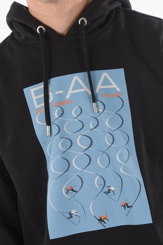 Felpa Hoodie SKI in Cotone Felpato con Stampa