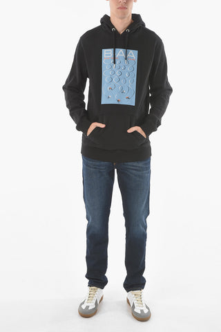 Felpa Hoodie SKI in Cotone Felpato con Stampa
