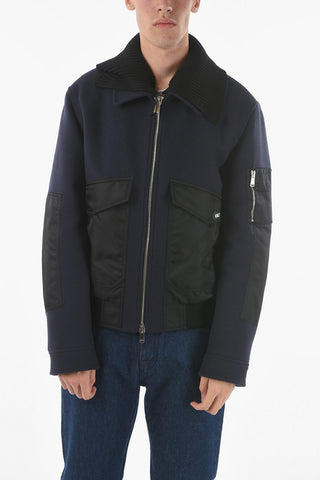 Giubbotto Full zip imbottito in Misto Lana Vergine