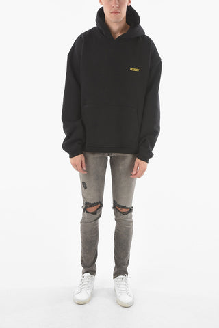 Brushed Cotton Oversized Hooded Sweatshirt with Graphic Heart Print