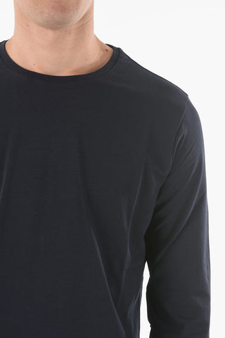 CC COLLECTION T-Shirt Girocollo in Cotone Stretch a Maniche Lunghe
