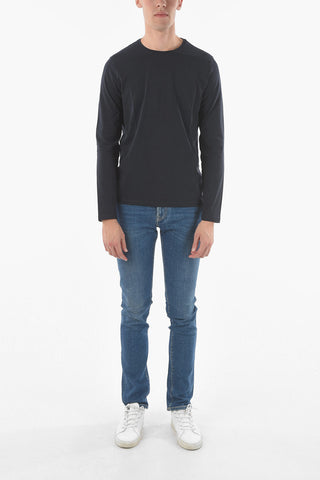CC COLLECTION T-Shirt Girocollo in Cotone Stretch a Maniche Lunghe
