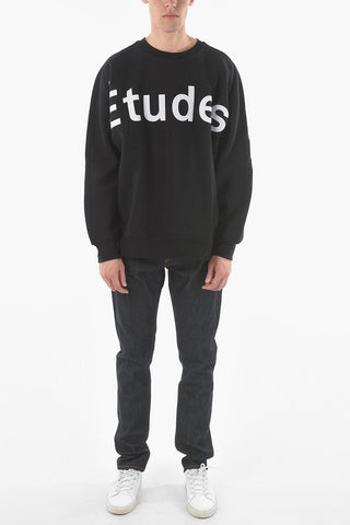 Cotton Crewneck Sweatshirt with Embroidered Lettering Logo