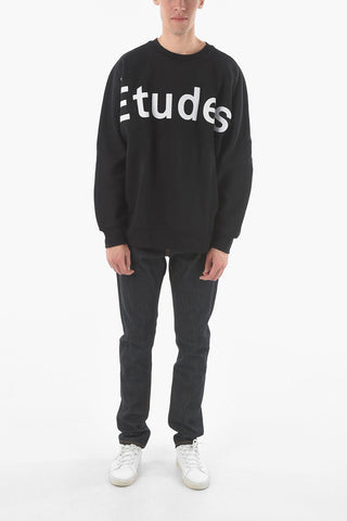 Cotton Crewneck Sweatshirt with Embroidered Lettering Logo