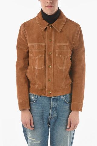 Suede Leather Jacket with Double Breast Pocket