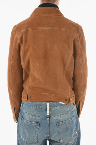 Suede Leather Jacket with Double Breast Pocket