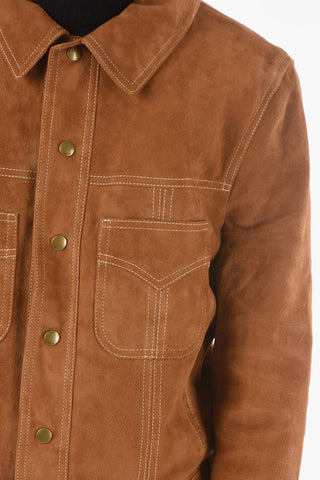 Suede Leather Jacket with Double Breast Pocket