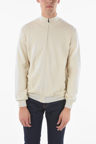 Maglia Mock Neck in Cotone con Zip Frontale