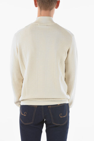 Maglia Mock Neck in Cotone con Zip Frontale