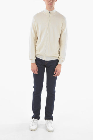 Maglia Mock Neck in Cotone con Zip Frontale