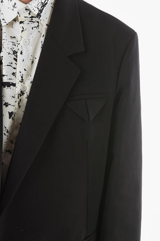 Notch Lapel Buttonless Stretch Nylon Blazer