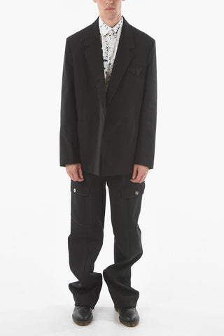 Notch Lapel Buttonless Stretch Nylon Blazer