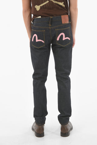 Dark-wash Straight-leg Jeans with SEAGULL Logo Print 18cm