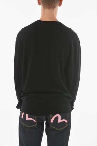 Wool 3-Buttons Henley Sweater With Embroidered Logo