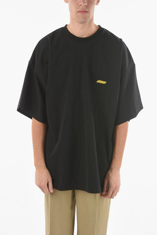 Brushed Cotton Crewneck T-shirt with Logo Print