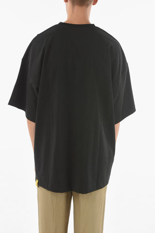 Brushed Cotton Crewneck T-shirt with Logo Print
