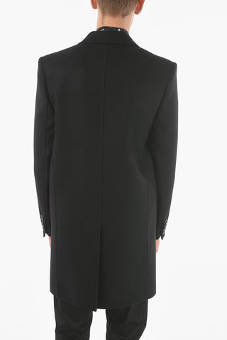 Virgin Wool Unlined 1-button Coat with Peak Lapel