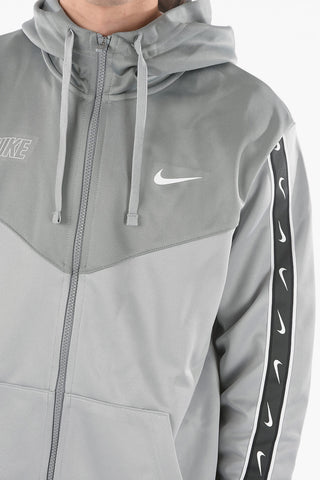 Felpa con Chiusura Zip e Banda Logata a Contrasto