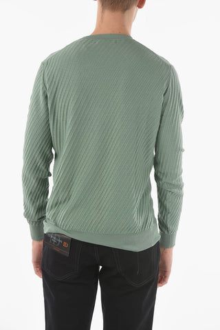 Crew Neck Textured Cotton Sweater