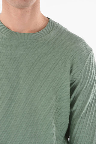 Crew Neck Textured Cotton Sweater