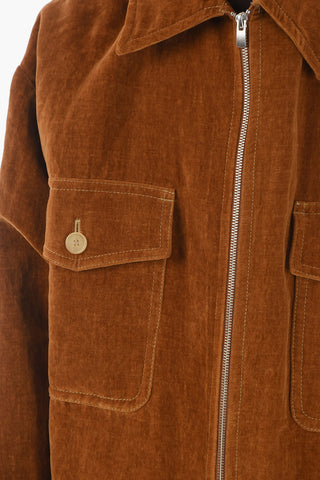 LA MONTAGNE Flax-blend Velour LE BLOUSON Zip-up Overshirt