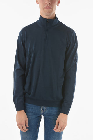 Mock Neck Half Zipped Virgin Wool Sweater