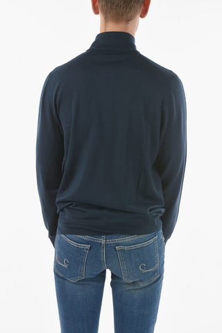 Mock Neck Half Zipped Virgin Wool Sweater