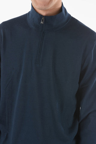 Mock Neck Half Zipped Virgin Wool Sweater