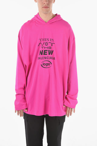 Hooded Printed Oversize Long Sleeved T-shirt