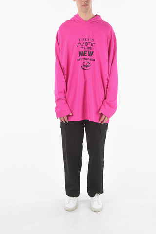 Hooded Printed Oversize Long Sleeved T-shirt