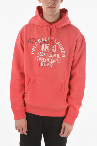 Fleeced Cotton GREENWICH Hooded Sweatshirt with Logo Print