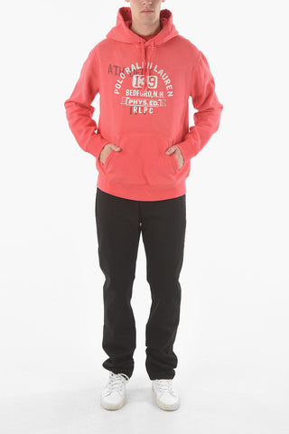 Fleeced Cotton GREENWICH Hooded Sweatshirt with Logo Print