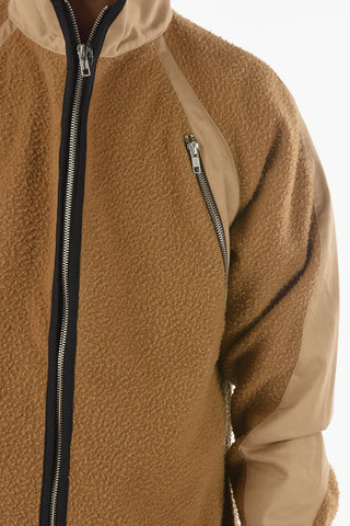 Felpa Full Zip in Lana Teddy con Doppio Taschino