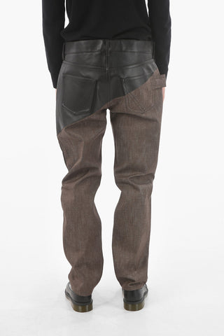 5 Pocket Leather Detail Denim Pants
